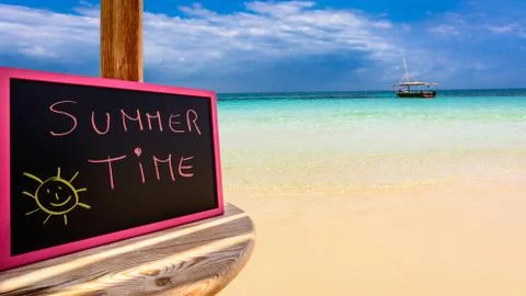Summer time blackboard Stock Photos