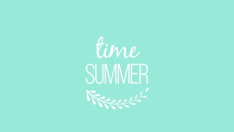 Summer Time with branch of leafs on green gradient Видео 202110755