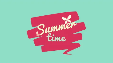 Summer Time with butterfly on green gradient Video stock 202110762