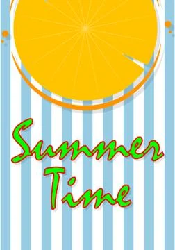 Summer time card with orange Stock Illustration