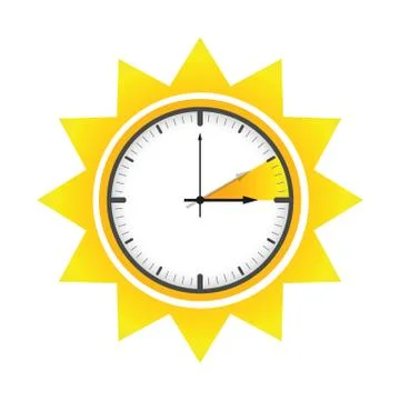 Summer time clock daylight saving time sun Illustrazione stock
