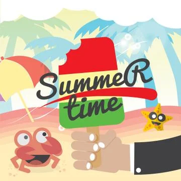 Summer Time Concept Banner Vector Illustration Stock Illustration
