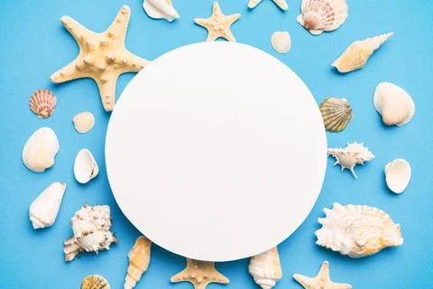 Summer time concept with blank greeting card and blank white paper on color.. Stock Photos