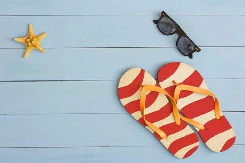 Summer time on a cool view on painted light blue wood table with sunglasses, Stock Photos