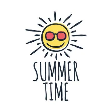 Summer time cute desing. Hand lettering typography poster. Handwritten banner Stock Illustration