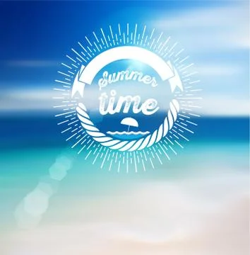 Summer Time Design with Blur Beach Background. Stock Illustration