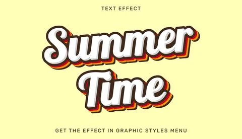 Summer time editable text effect in 3d style Stock Illustration