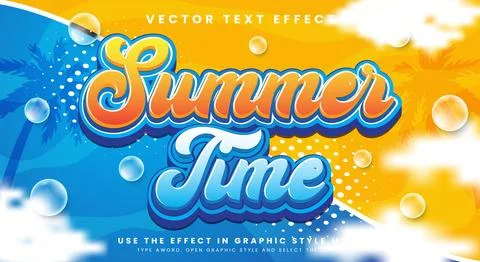 Summer time editable text effect Template 스톡 일러스트