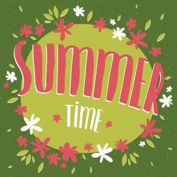 Summer Time with flowers Stock Illustration
