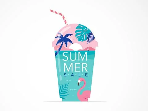 Summer time fun concept design. Creative background of landscape, panorama of Stock Illustration