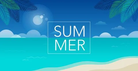 Summer time fun concept design. Creative background of landscape, sunny panorama Stock Illustration