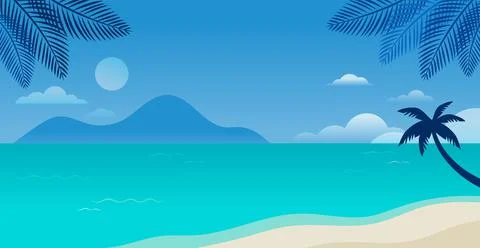 Summer time fun concept design. Creative background of landscape, sunny panorama Stock Illustration