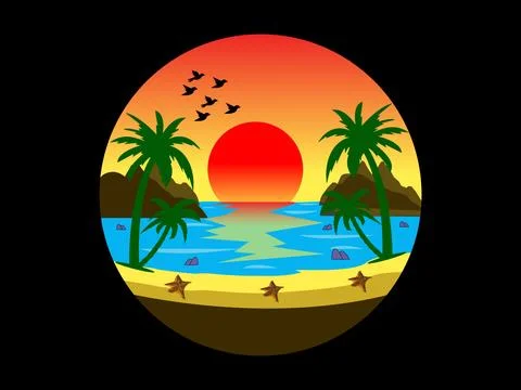 Summer time fun concept design. Creative background of landscape Stock Illustration
