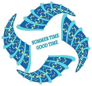 Summer time Good time Frame with blue shells Stock Illustration