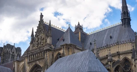 Summer time-lapse of Cathedral of Reims, France Stock Footage 111820191