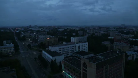 Summer time lapse cloudy dawn in the big city from a height Stock Footage 88102144
