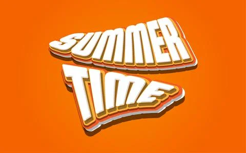 Summer Time Lettering with 3D White and Orange Style Stockillustratie