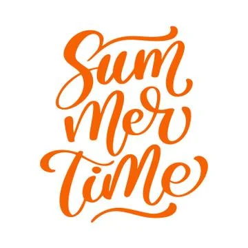 Summer time lettering vector logo illusrtation, Modern Calligraphy lettering on Stock-Illustration