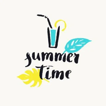 Summer time. Modern hand drawn lettering phrase. Stock Illustration