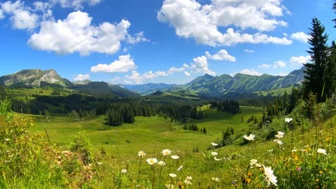 Summer time mountain panoramic landscape Video stock 95939037
