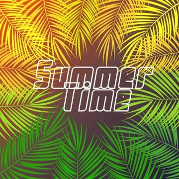 Summer Time Palm Leaf Vector Background Illustration Stock Illustration