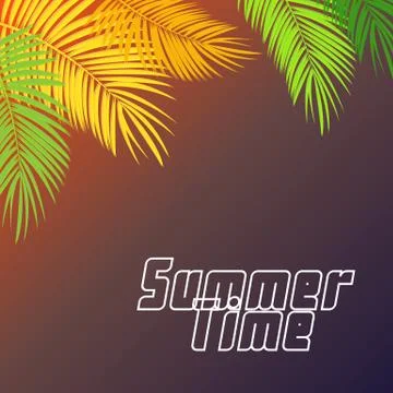 Summer Time Palm Leaf Vector Background Illustration イラスト素材