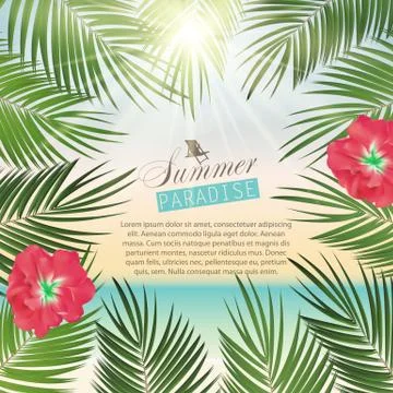 Summer Time Palm Leaf Vector Background Illustration Stock Illustration
