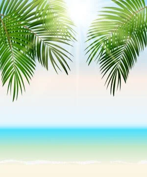 Summer Time Palm Leaf Vector Background Illustration Illustrazione stock