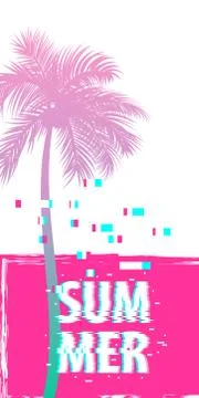 Summer time palm tree banner poster Stock Illustration