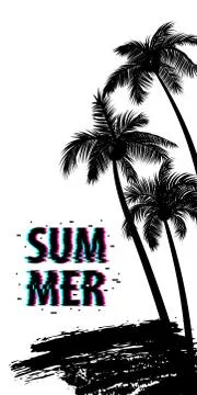 Summer time palm tree banner poster Stock Illustration