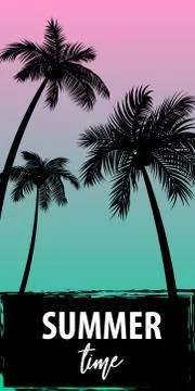Summer time palm tree banner poster Illustrazione stock