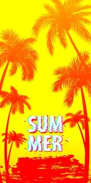 Summer time palm tree banner poster Illustrazione stock