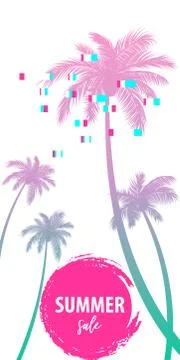 Summer time palm tree banner poster Illustrazione stock