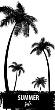 Summer time palm tree banner poster Stock Illustration