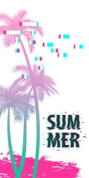 Summer time palm tree banner poster Illustrazione stock