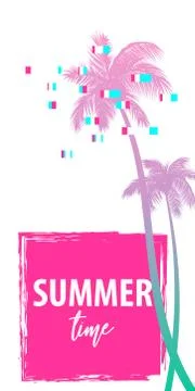Summer time palm tree banner poster Illustrazione stock