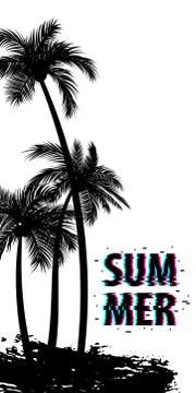 Summer time palm tree banner poster Stock Illustration