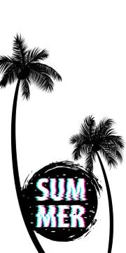 Summer time palm tree banner poster Illustrazione stock
