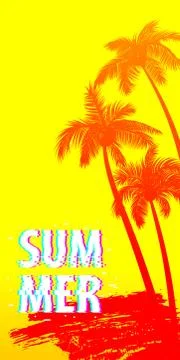 Summer time palm tree banner poster Stock Illustration