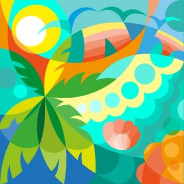 Summer time party poster Stock Illustration