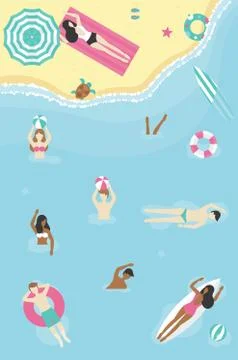 Summer time, People at the beach vector Stockillustratie