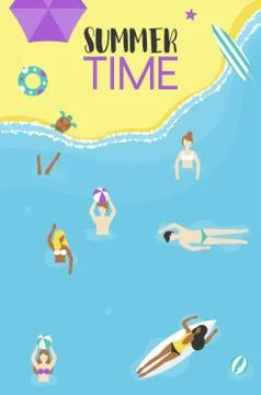 Summer time, People at the beach vector Illustrazione stock