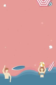 Summer time, People at the beach vector Stockillustratie