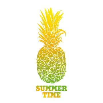 Summer time with pineapple. For invitation, card, poster or banner. Summer Stock Illustration