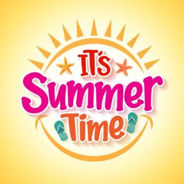 Summer Time Poster Design with Happy and Fun Concept Stock Illustration