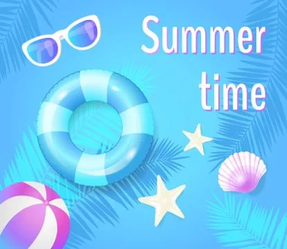 Summer Time Poster with Items Vector Illustration Stock Illustration