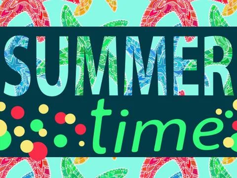 SUMMER TIME POSTER WITH STARFISH PATTERN Illustrazione stock