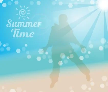 Summer time poster on tropical beach background イラスト素材