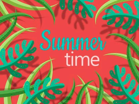 Summer time red background Illustrazione stock