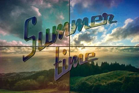 Summer time retro postcard Stock Photos